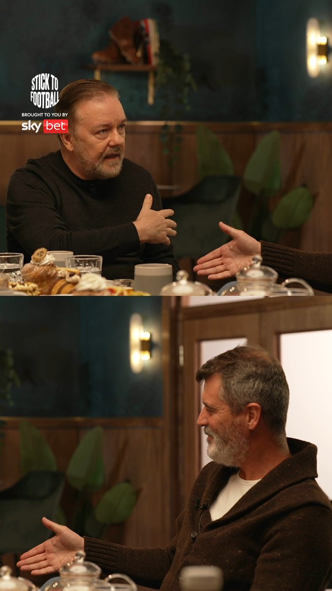 Roy Keane. Ricky Gervais. Leaf blowers. 🤝 A legendary moment on Stick to Football. ⭐️