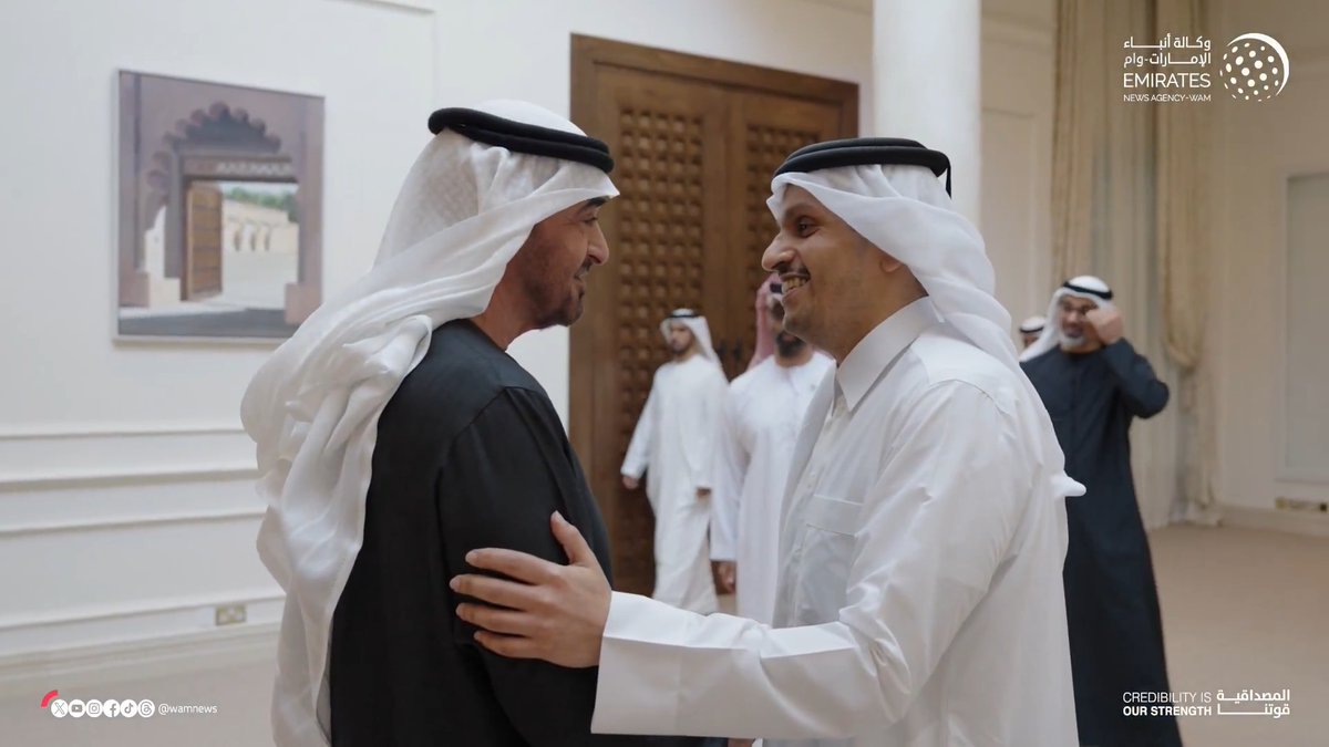 رئيس الدولة يستقبل رئيس مجلس الوزراء وزير خارجية قطر، ويبحثان العلاقات الأخوية و عدداً من القضايا والموضوعات محل الاهتمام المشترك #وام