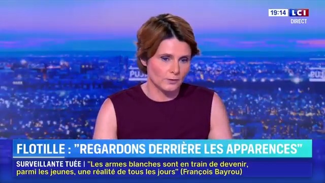 FOUREST EN LIBERTÉ. ▶️#Flottille - “Regardons derrière les apparences” : “Ce blocus naval a été mis en place depuis 2007 pour empêcher l’approvisionnement en armes du Hamas. C’est ce blocus que cette flottille est allée défier.” Caroline Fourest #24hPujadas #LCI #La26 ⤵️