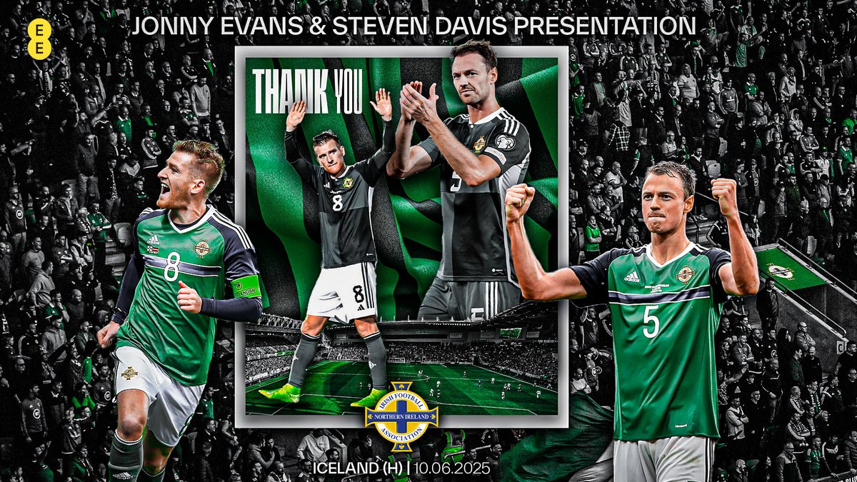 Thank you 💚🤍 Steven Davis and Jonny Evans are presented tonight with a specially commissioned piece of artwork in recognition of their careers in elite international & club football at the very pinnacle of the game 👏 #GAWA