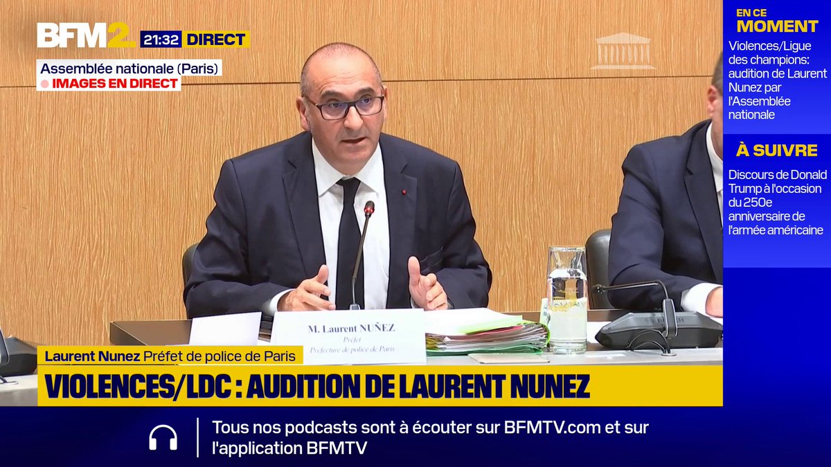 "Un tiers de mineurs" ont été placés en garde à vue, "70% d'entre eux proviennent de la petite ou de la grande couronne" Laurent Nuñez, préfet de police de Paris, sur le profil des personnes placés en garde à vue le week-end de la victoire du PSG