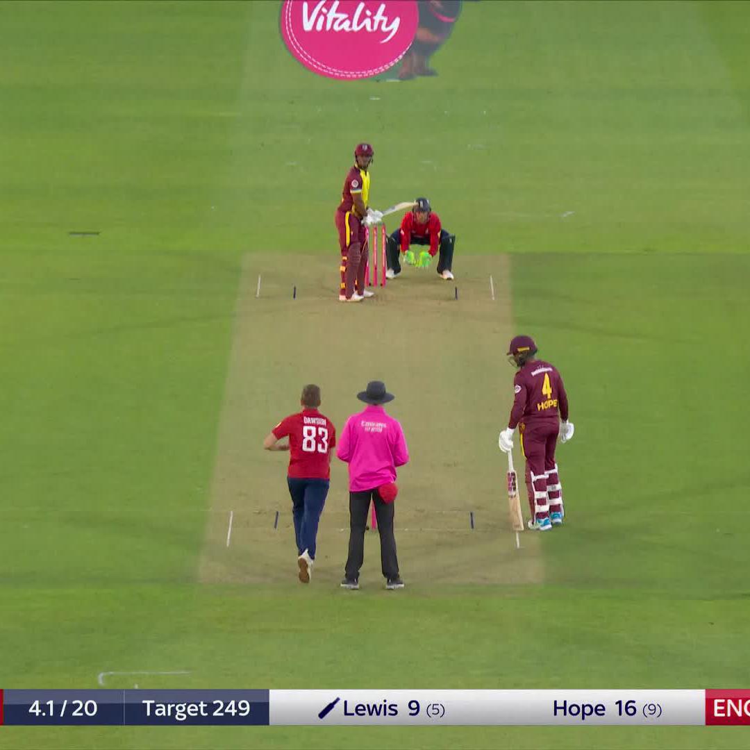 The hometown boy in the wickets! 💪 Dawson strikes with his second ball of the match! ☝