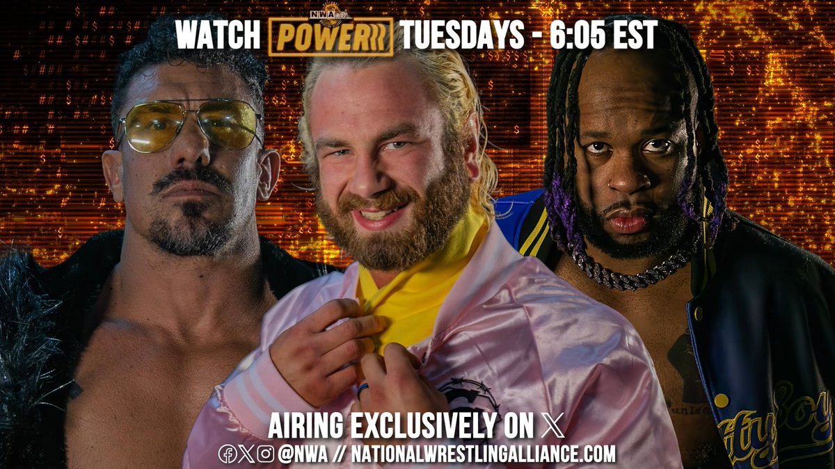It's 6:05e! It's time for WRESTLING! Itโs time for #NWAPowerrr on X! Colby Corino & Frank meet in the FINALS of the Jax Dane Memorial Heavyweight Tournament! Plus, EC3 and his protรฉgรฉ Pretty Boy Smooth are in action!