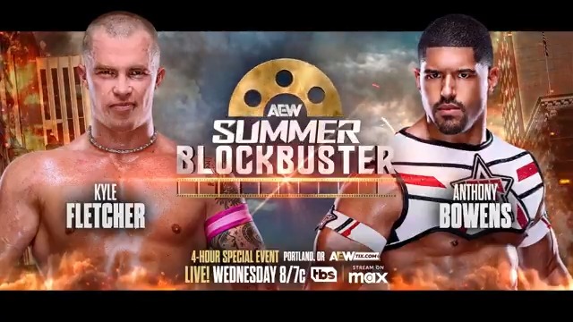 TOMORROW, 6/11! #AEWSummerBlockbuster 4-Hours LIVE, 8/7c on TBS + MAX Kyle Fletcher vs Anthony Bowens Anthony Bowens is looking for a fight, and he’s called out “The Protostar” Kyle Fletcher of The Invisible Hand Family! The Protostar vs The 5 Tool Player live on TBS + Max, TOMORROW NIGHT!