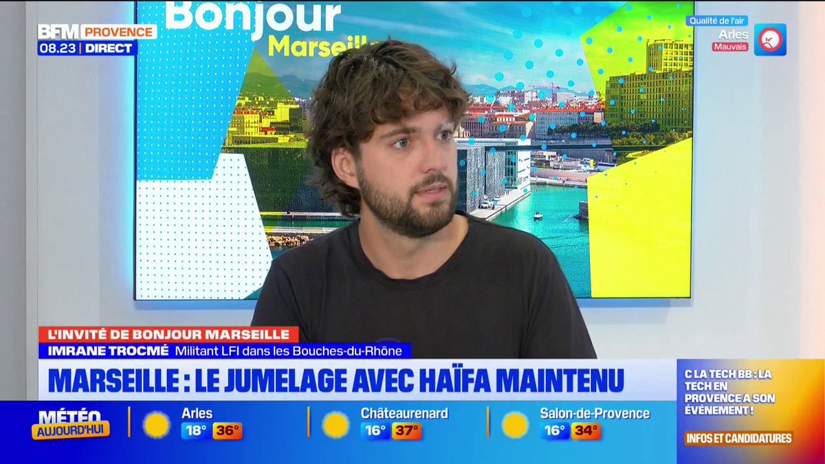 Jumelage Marseille/Haïfa: un militant LFI demande une "suspension" de cet accord le temps qu'Israël soit "en conformité avec le droit international"