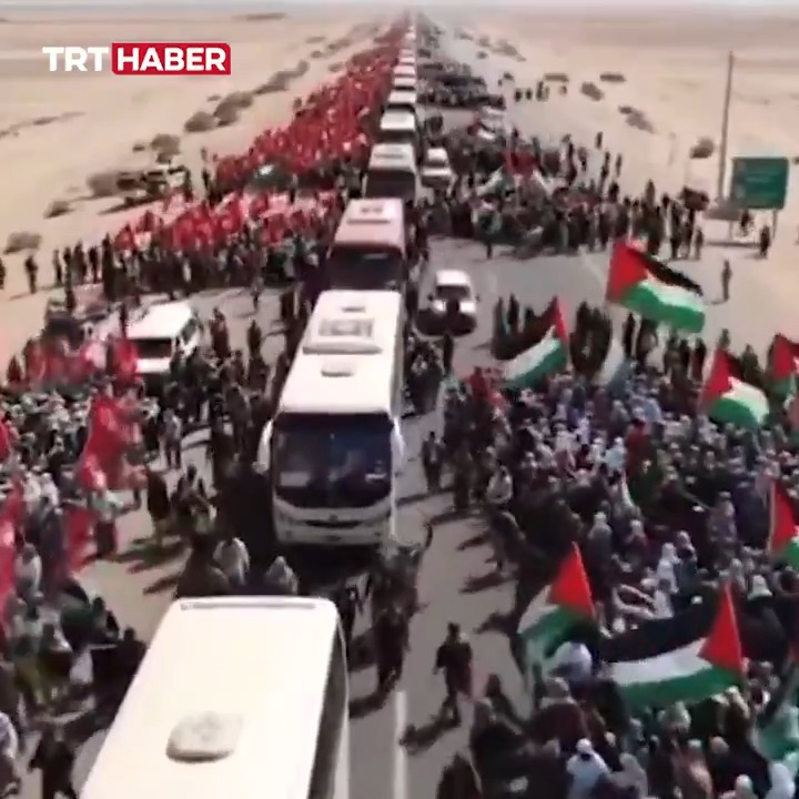 🇵🇸 Binlerce Müslüman Gazze'ye destek için yolda. Türkiye dahil 41 ülkeden yola çıkan gönüllüler, perşembe günü Refah Sınır Kapısı’nda olmayı planlıyor.