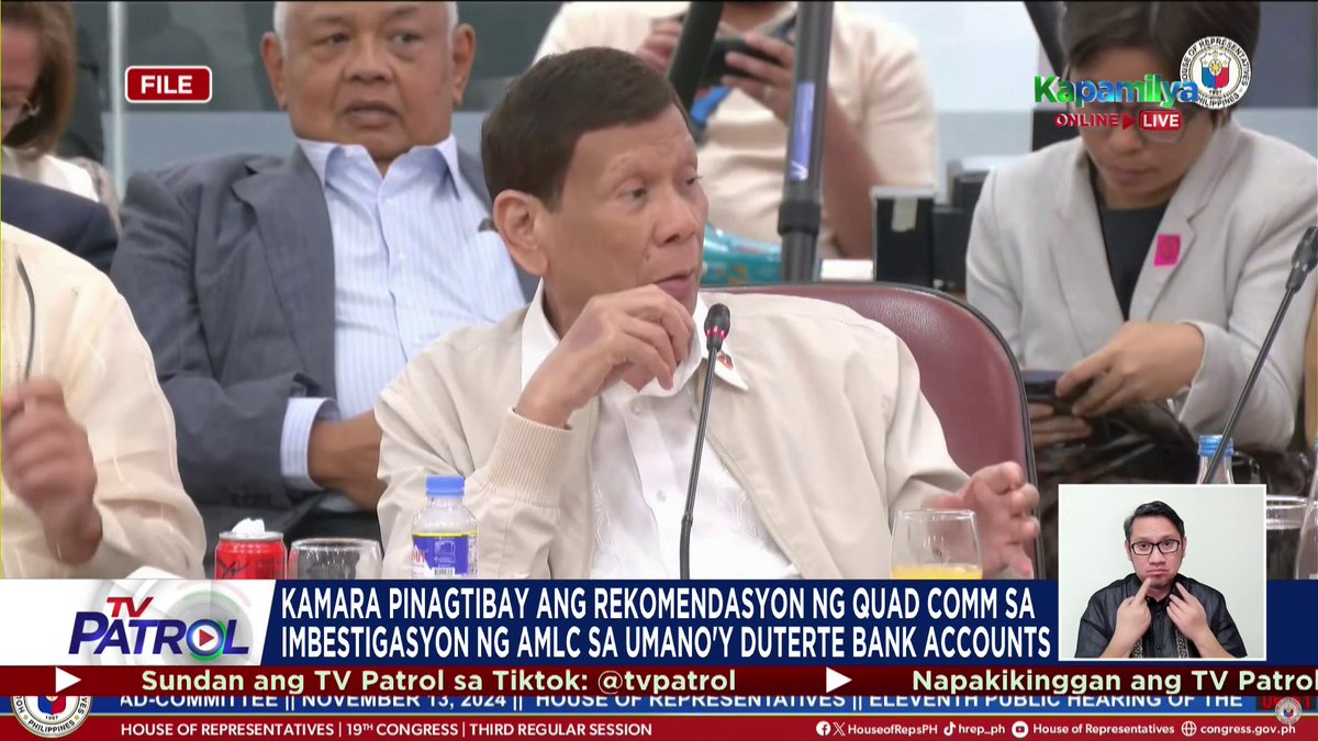Pinagtibay ng Kamara ang House quad-committee report na nagrerekomenda ng mas malalim na imbestigasyon ng Anti-Money Laundering Council (AMLC) sa umano'y joint bank accounts nina Vice President Sara Duterte at dating pangulong Rodrigo Duterte.