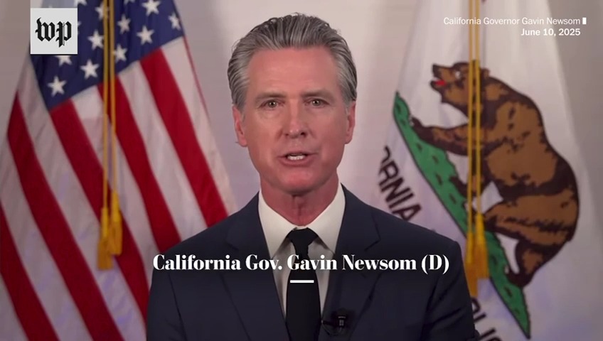 California Gov. Gavin Newsom denounced President Trump for inflaming the situation in Los Angeles by sending federal forces and warned the public to “not give in to him.” “California may be first, but it clearly will not end here,” he said.
