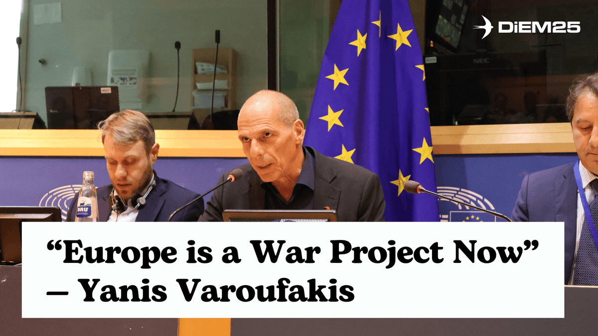“The EU is now a war project — not a peace project.” From military Keynesianism to Gaza, Ukraine and U.S. dependence, this speech by Yanis Varoufakis is a brilliant takedown of Europe's moral collapse, and much more. Watch now.