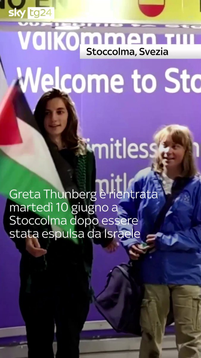 Greta #Thunberg è rientrata martedì 10 giugno a #Stoccolma dopo essere stata espulsa da #Israele, che aveva fermato il suo tentativo di rompere il blocco navale su Gaza. L’attivista e altri tre membri dell'equipaggio della nave hanno accettato il rimpatrio immediato, mentre otto membri dell’equipaggio restano detenuti. Accolta all’aeroporto con cori pro-Palestina, Thunberg ha denunciato “violazioni sistematiche del diritto internazionale” da parte di Israele e ha invitato ad agire con urgenza contro le ingiustizie.