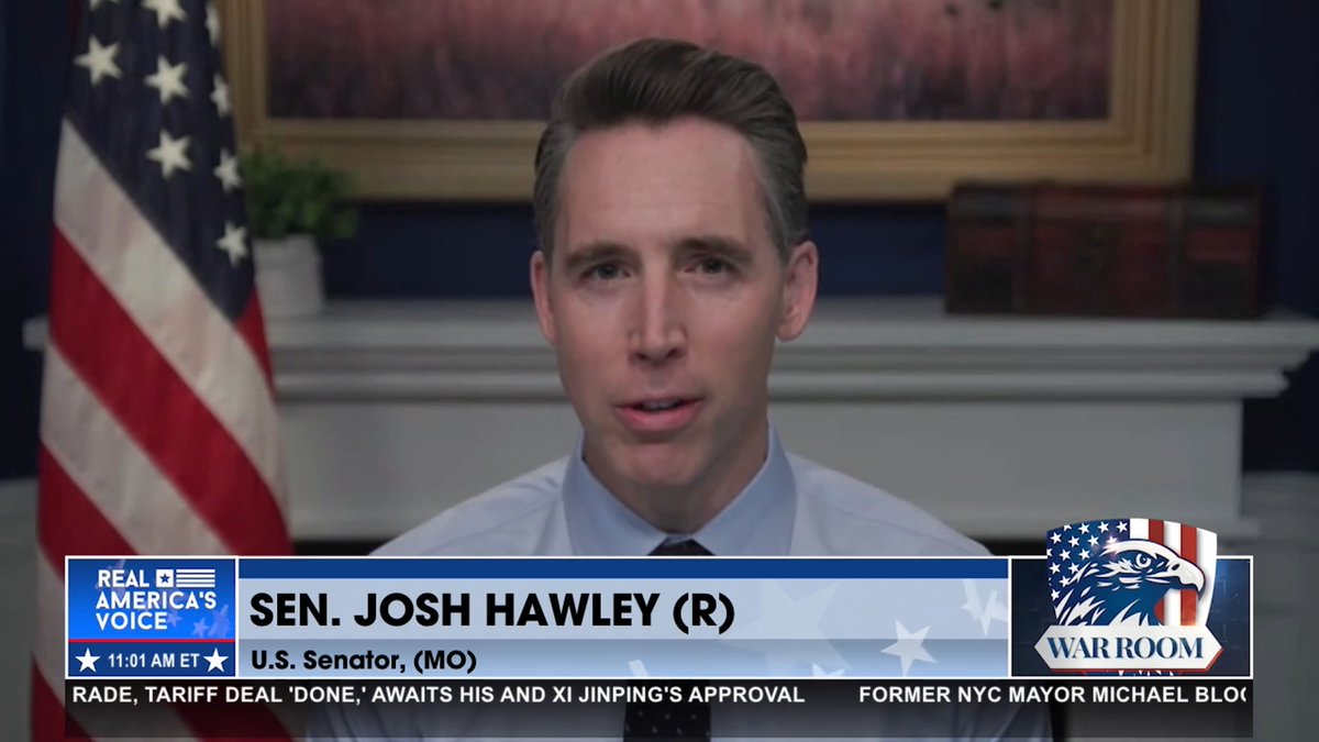 “WHAT’S HAPPENING IN LA IS A TOTAL TRAVESTY, BUT IT IS A CULMINATION OF THE LEFT-WING MINDSET…THAT OPEN BORDERS ARE WHAT AMERICA NEEDS, THAT THERE’S NO SUCH THING AS THE AMERICAN NATION…” - Josh Hawley on the chaos that’s happening in the streets of LA. “If you desecrate our flag, you ought to do some serious time!” Bannon’s WarRoom