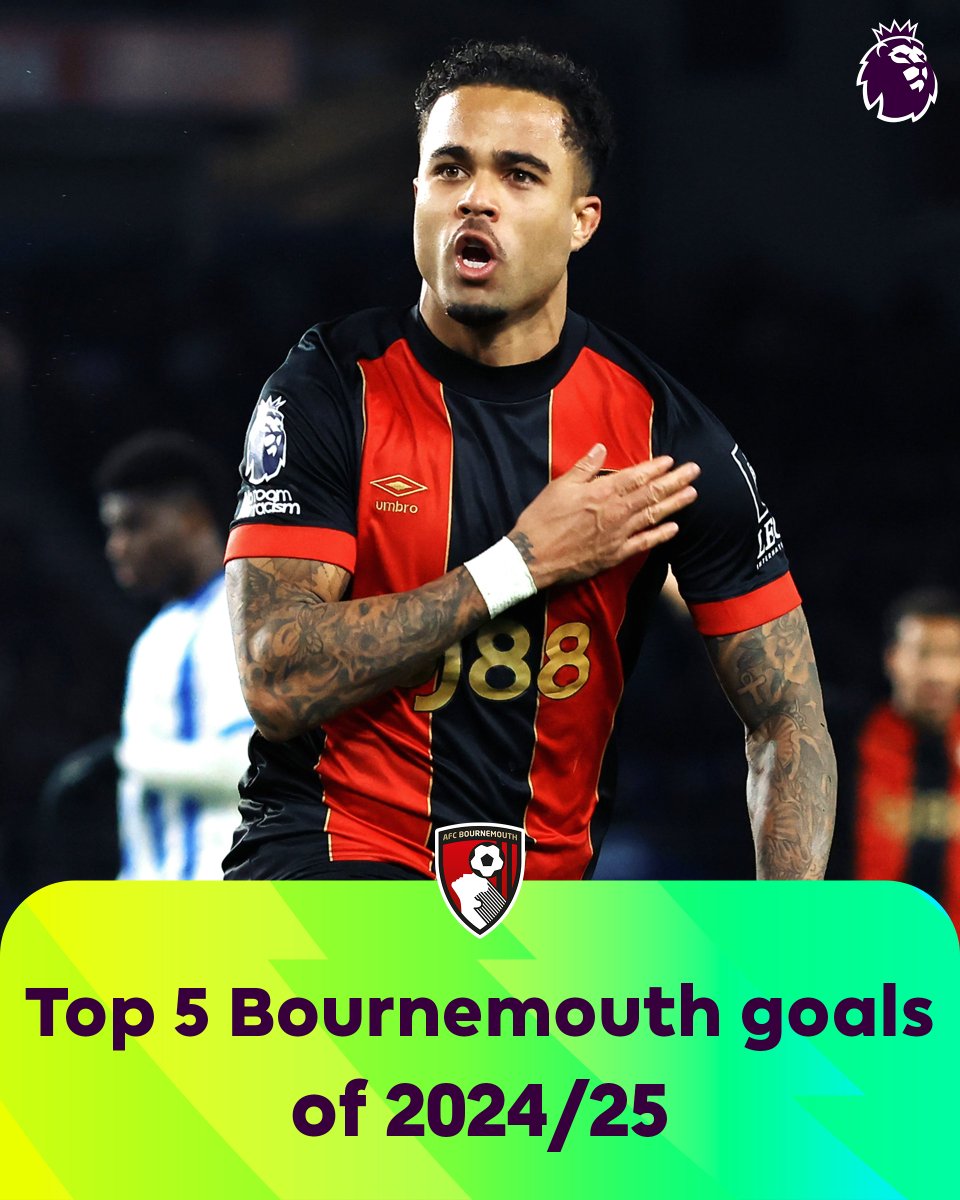 Bournemouth's Top 5 goals of 2024/25 🍒 Watch the Cherries live next month at the Premier League Summer Series (🎟️ tickets in bio!)