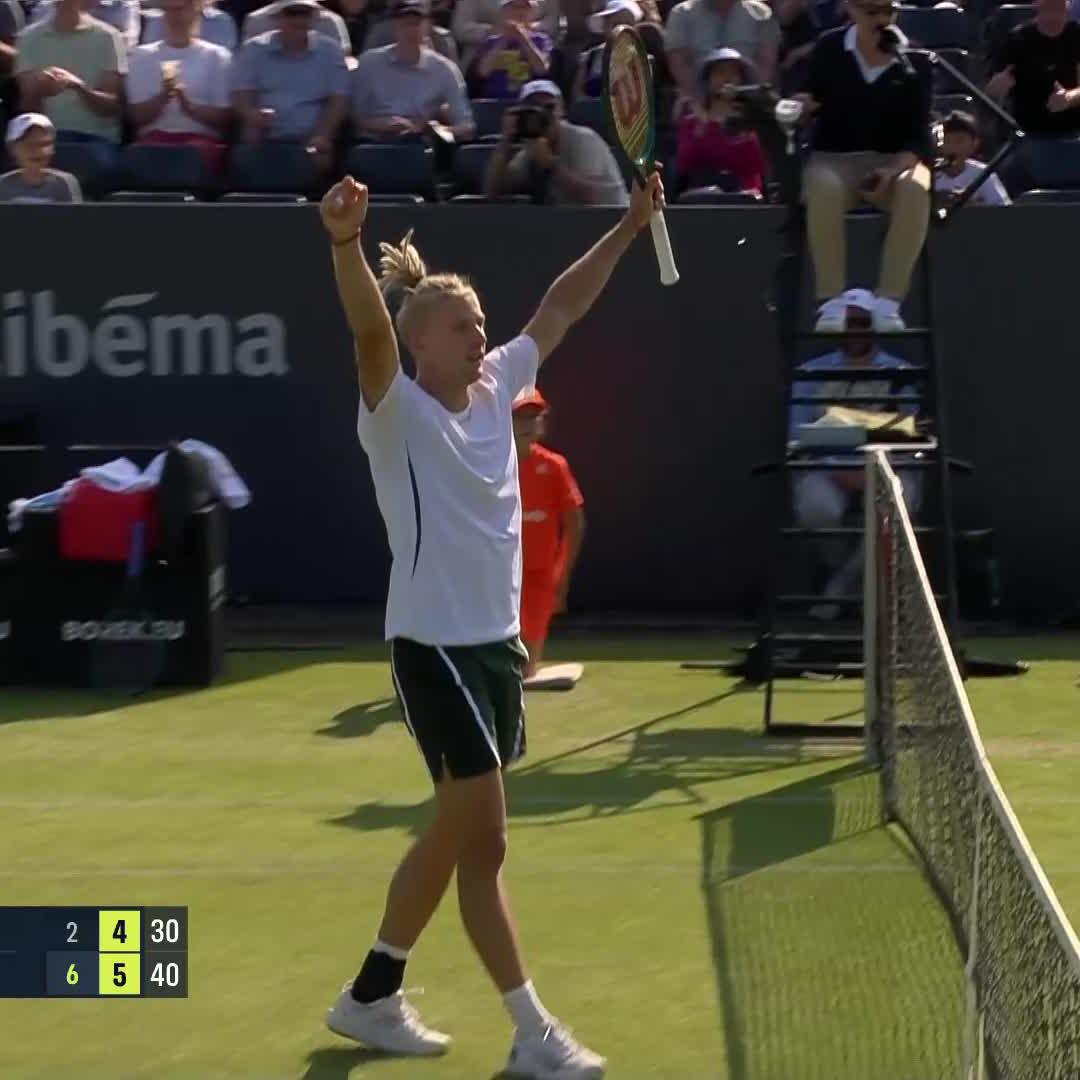 First win on the grass 👏 Mark Lajal defeats Djere 6-2 6-4 for the biggest win of his career! #LibemaOpen