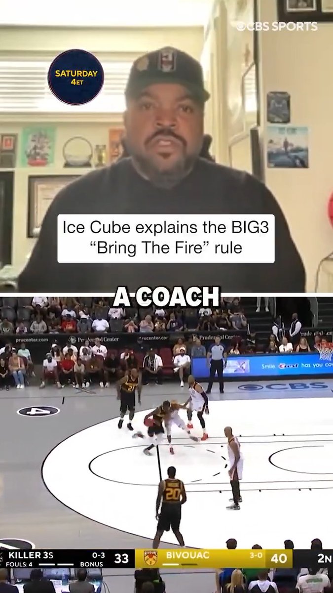 Disagree with a foul call? Time to bring the 🔥 Ice Cube details the "Bring The Fire" rule. BIG3 action returns on CBS and Paramount+ this Saturday (June 14) 🔥🏀