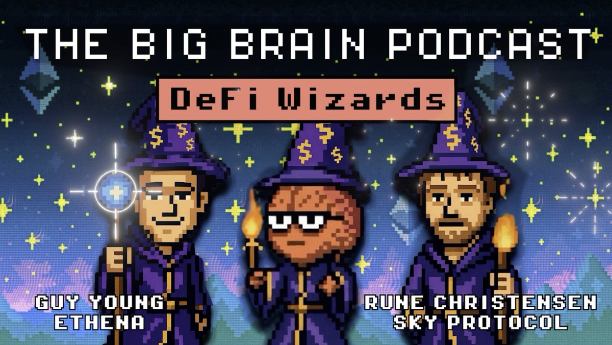 Do you ever wonder... ➣ How will AI agents disrupt DeFi? ➣ Where DOES the yield come from? ➣ HAS CRYPTO LOST ITS SOUL?! Rune, G | Ethena, Larry Cermak & namik answer these questions & more, in the latest episode of The Big Brain Podcast🧠