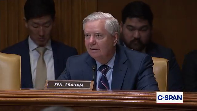 Sen. Lindsey Graham: "Is Putin gonna stop in Ukraine?" Gen. Dan Caine: "I don't believe he is." Secretary of Defense Pete Hegseth Hegseth: "Remains to be seen." Sen. Graham: "Well, he says he's not!"
