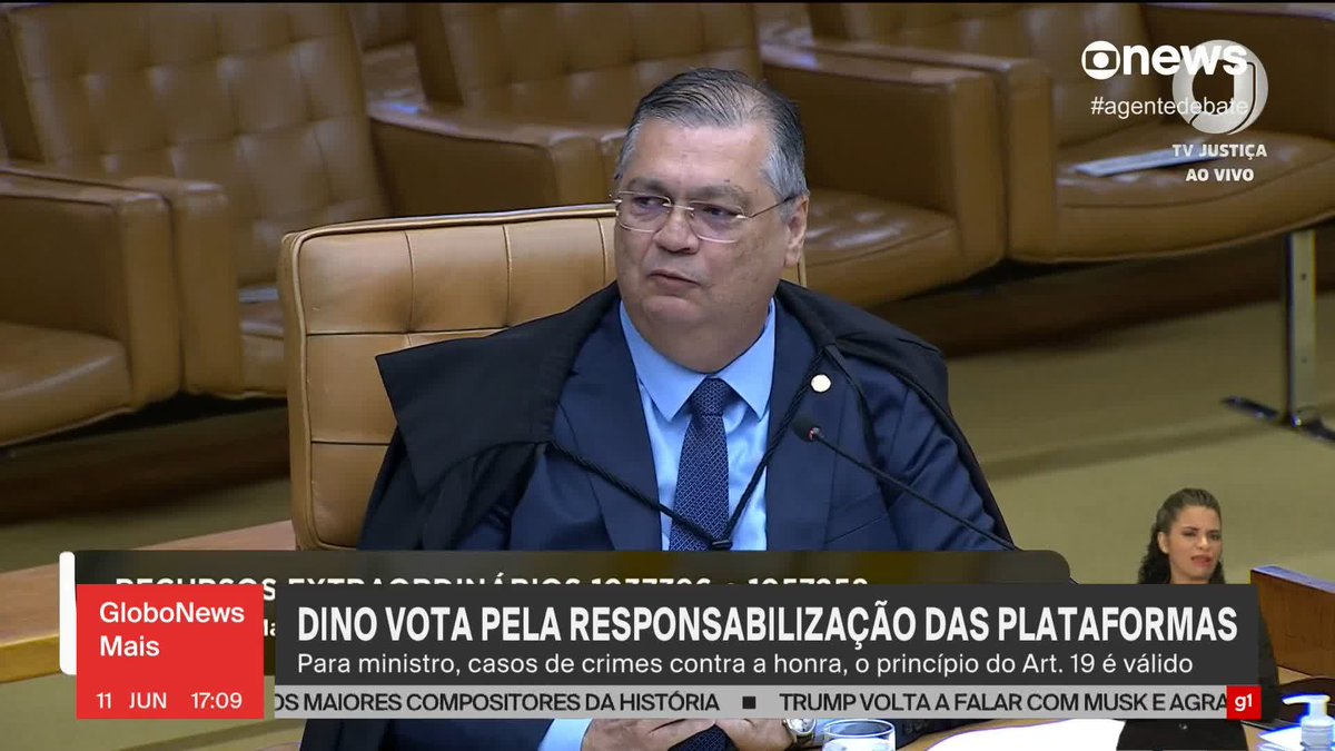 ‘Liberdade sem responsabilidade é tirania’, diz ministro Flávio Dino ao votar a favor de responsabilizar redes sociais por posts de usuários. #GloboNewsMais ➡ Assista à #GloboNews: