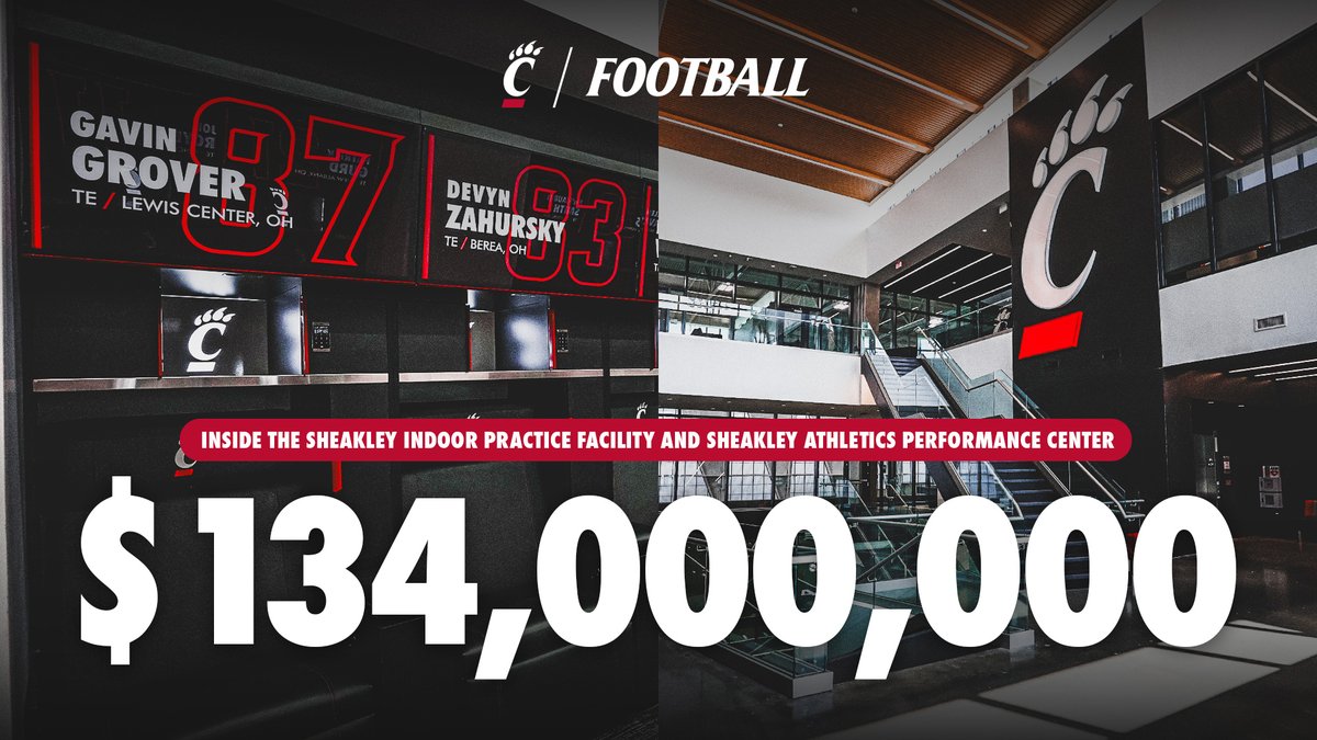 Welcome to the new home of Cincinnati Football The $134 million Sheakley Indoor Practice Facility and Sheakley Athletics Performance Center is one of the premier facilities in the country.