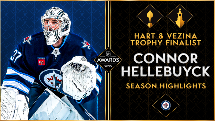 Connor Hellebuyck's incredible season made him a finalist for the Hart Memorial Trophy and the Vezina Trophy! 🤩 Watch the 2025 #NHLAwards TOMORROW at 6p ET on NHLonTNT and Sportsnet before Game 4 of the #StanleyCup Final to see if Connor Hellebuyck takes home these honors!