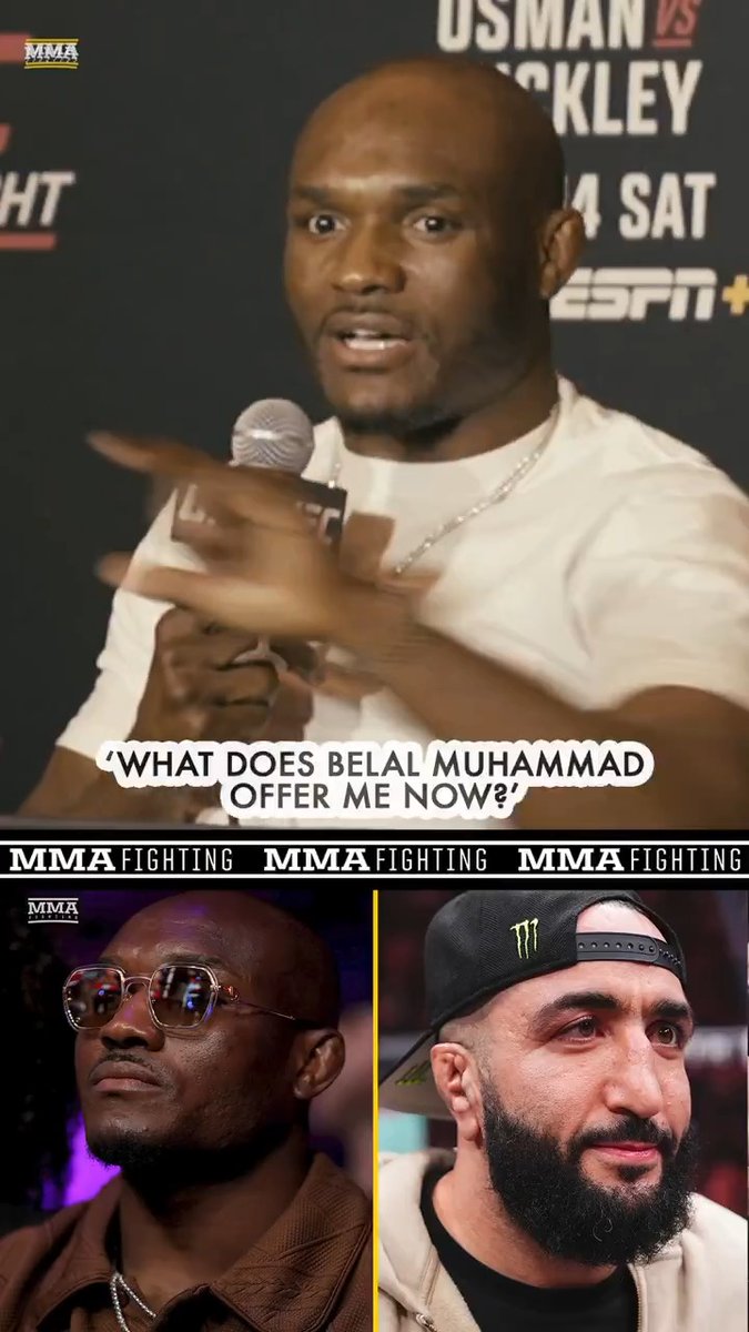 If it's not for the belt, Kamaru Usman doesn't seem overly interested in facing Belal Muhammad after #UFCAtlanta: "When Belal Muhammad was champion, there was a reason to fight Belal Muhammad. … So what do you have to offer me?"