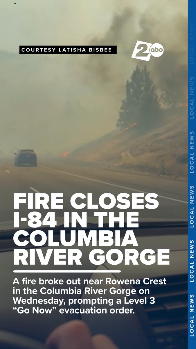 Fires have both I-84 and SR-14 closed in the Columbia River Gorge on Wednesday afternoon - this video shows flames on the Oregon side of the river near Rowena Crest. More info: