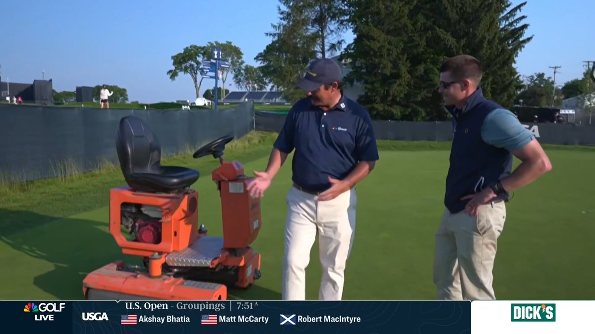 Johnson Wagner at the wheel of a greens roller. Only on Live From the U.S. Open. 🤌🚜