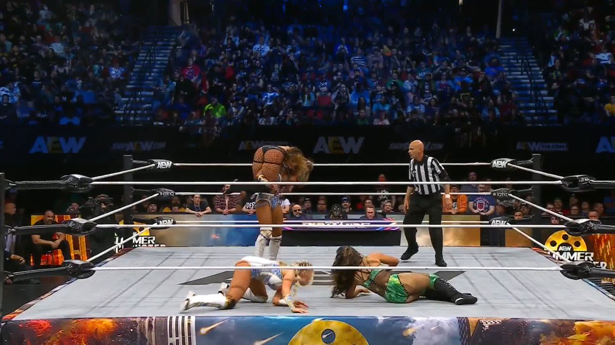 Two for one for @MeganBayne! Watch #AEWSummerBlockbuster LIVE on TBS &amp; MAX
