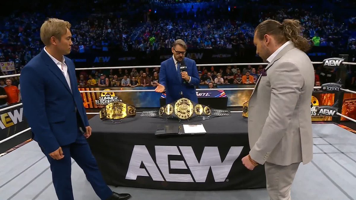 It's official! The match between Kenny Omega and @RainmakerXOkada is on for #AEWAllInTexas! Watch #AEWSummerBlockbuster LIVE on TBS & MAX