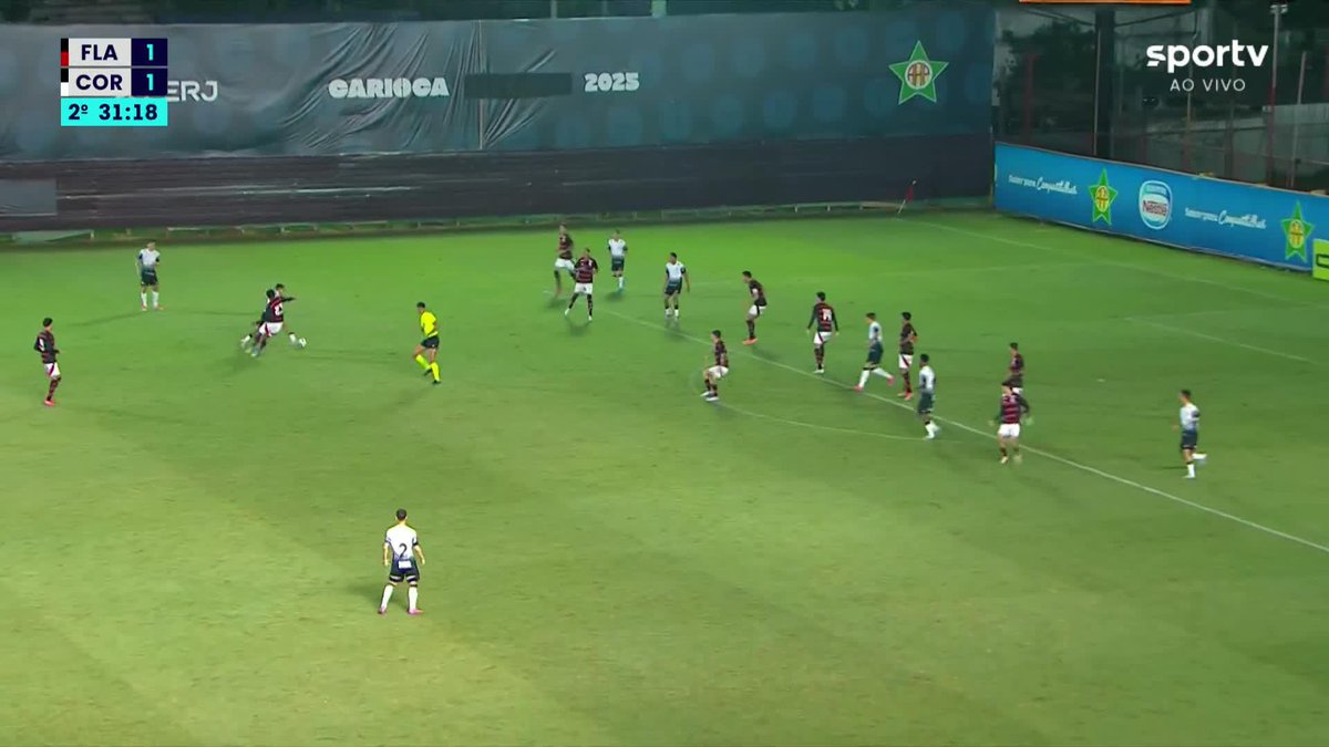 Com esse gol de Drude, o Corinthians venceu o Flamengo de virada por 2 a 1, pelo Brasileirão Sub-20.