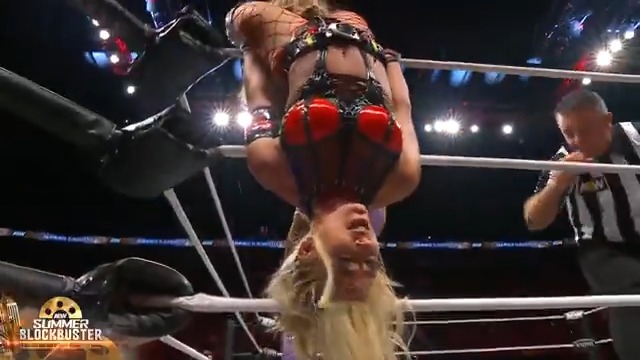 .@Toxic_Thekla has Queen Aminata クィーンアミナタ tied up in her web! Watch #AEWSummerBlockbuster LIVE on TBS & MAX