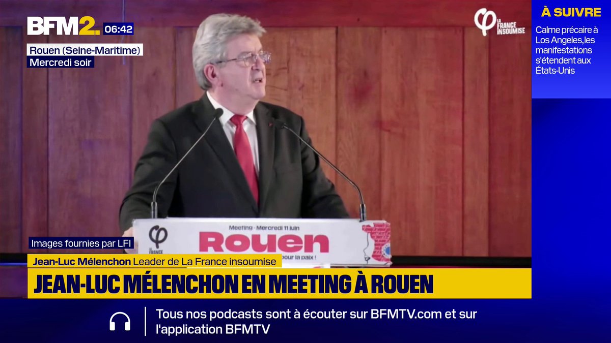 💬 "La personne de madame Rima Hassan (...) est sacrée. La République, c'est elle" Le leader de La France insoumise, Jean-Luc Mélenchon, est revenu sur l'interception du bateau pour Gaza avec à son bord l'eurodéputée LFI #BFM2