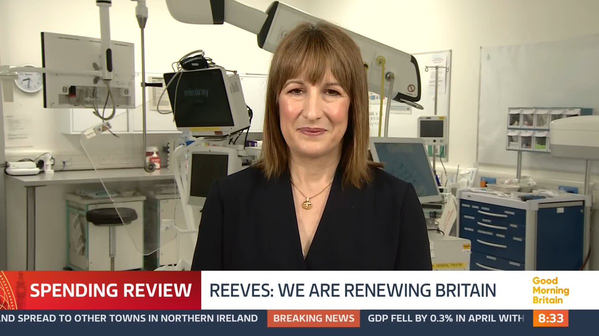 'The numbers for growth this morning are disappointing,' says Chancellor Rachel Reeves as Susanna Reid questions her after news that the UK economy has shrunk by 0.3%.