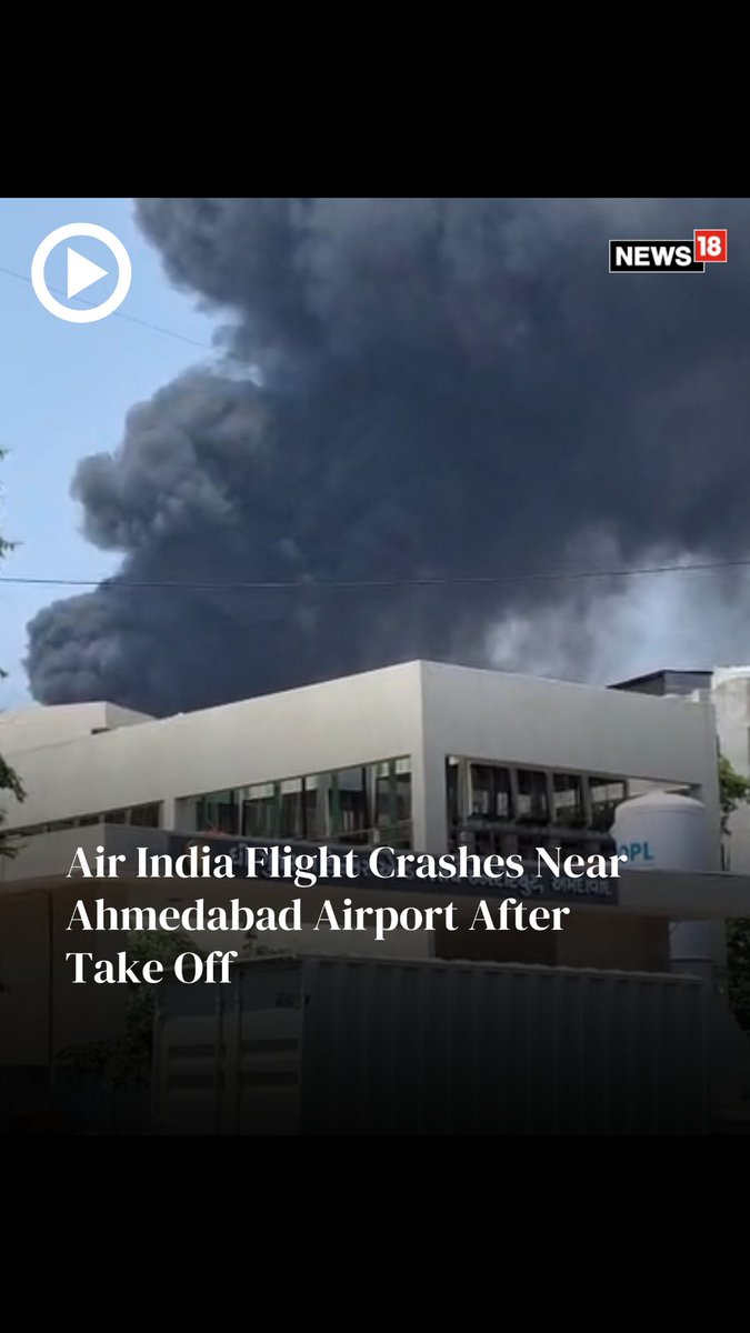 #BreakingNews | London-bound Air India flight with over 130 onboard crashes during take-off near Ahmedabad airport, FIRST VISUALS show thick smoke billowing from the crash site. Casualties feared #Ahmedabad #AirIndia #Accident #Death #Planecrash