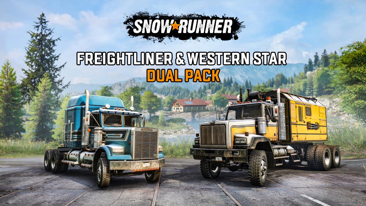 The Freightliner & Western Star DLC is out! 🚚 Two legendary MudRunner trucks return, rebuilt for #SnowRunner: 🔸 Western Star 6900XD 🔸 Freightliner FLD 120 👉 Get it here: