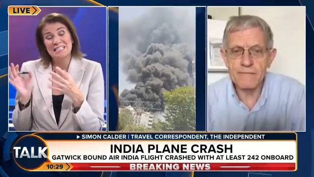 Travel expert Simon Calder joins Julia Hartley-Brewer to discuss the latest news about a Gatwick bound plane which crashed shortly after take off in India, with 232 passengers and 12 crew members onboard. Julia Hartley-Brewer | Simon Calder