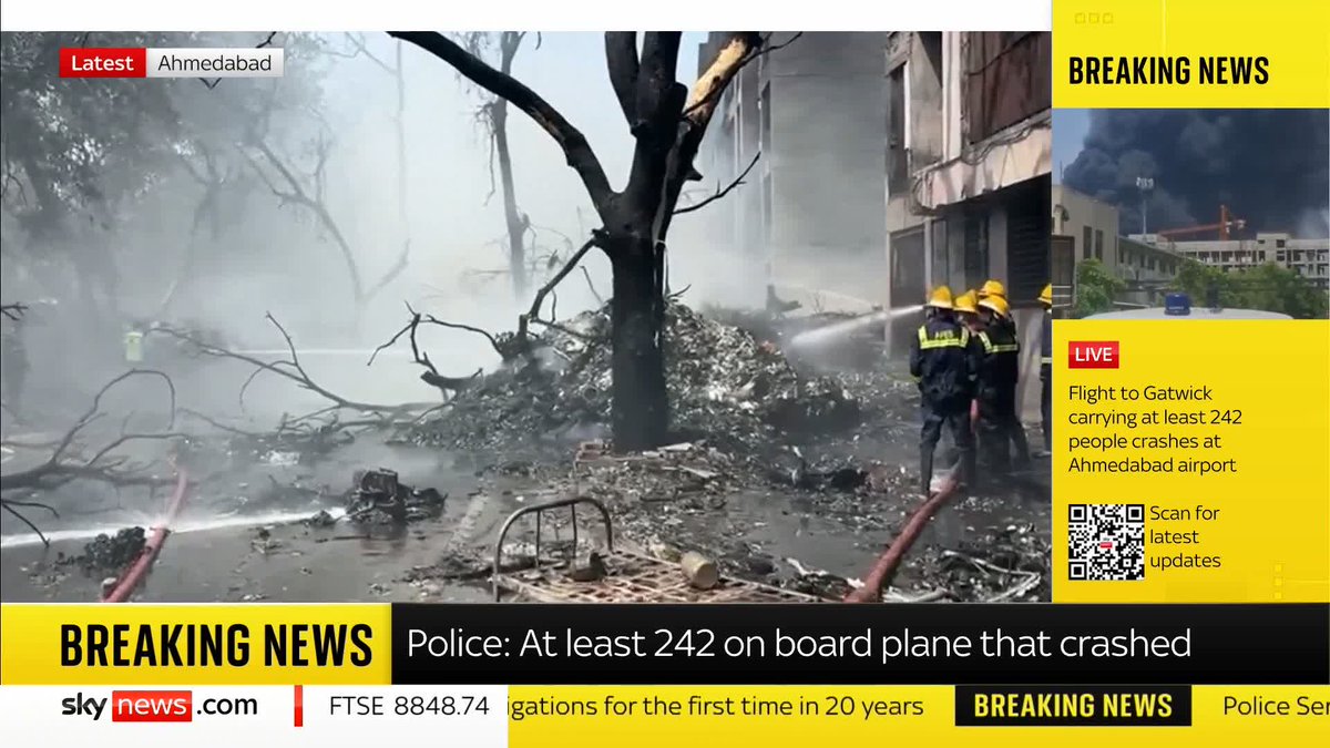 BREAKING: There were 53 Britons on board the Air India flight when it crashed, according to the airline. More than 240 passengers are believed to have been on the craft in total, with the majority Indian nationals. Latest updates: 📺 Sky 501 and YouTube