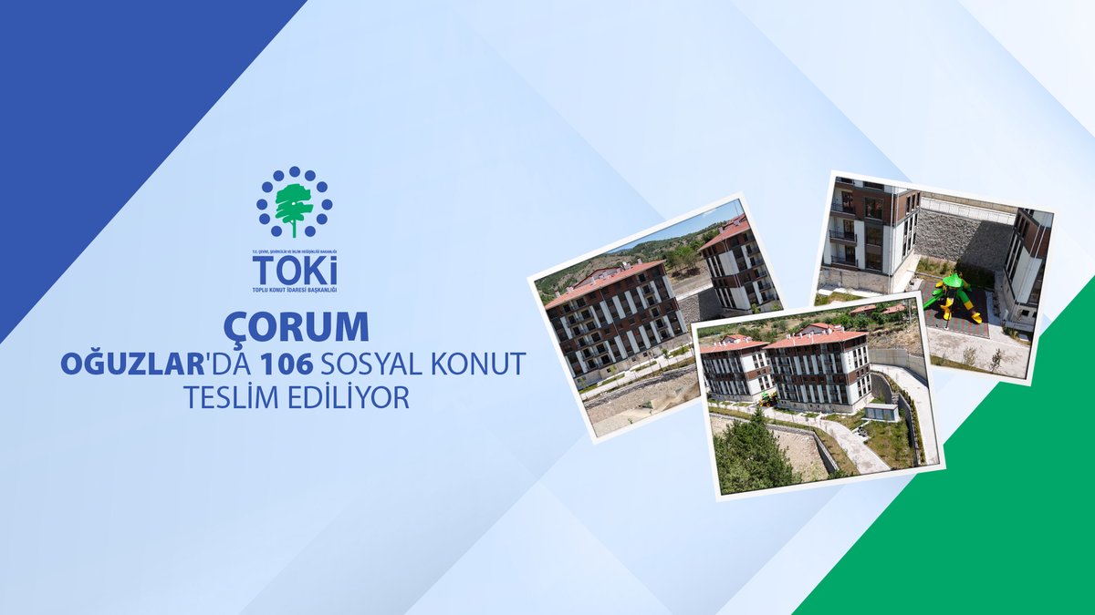 📍 Çorum Oğuzlar'da 1️⃣0️⃣6️⃣ sosyal konut tamamlandı. 🗓️ 0️⃣2️⃣-2️⃣0️⃣ Haziran 2️⃣0️⃣2️⃣5️⃣ tarihleri arasında hak sahiplerine teslim ediliyor. 🏡 Vatandaşlarımıza yeni yuvalarında huzurlu, sağlıklı ve mutlu bir yaşam dileriz. 📌 Teslim programı için👇