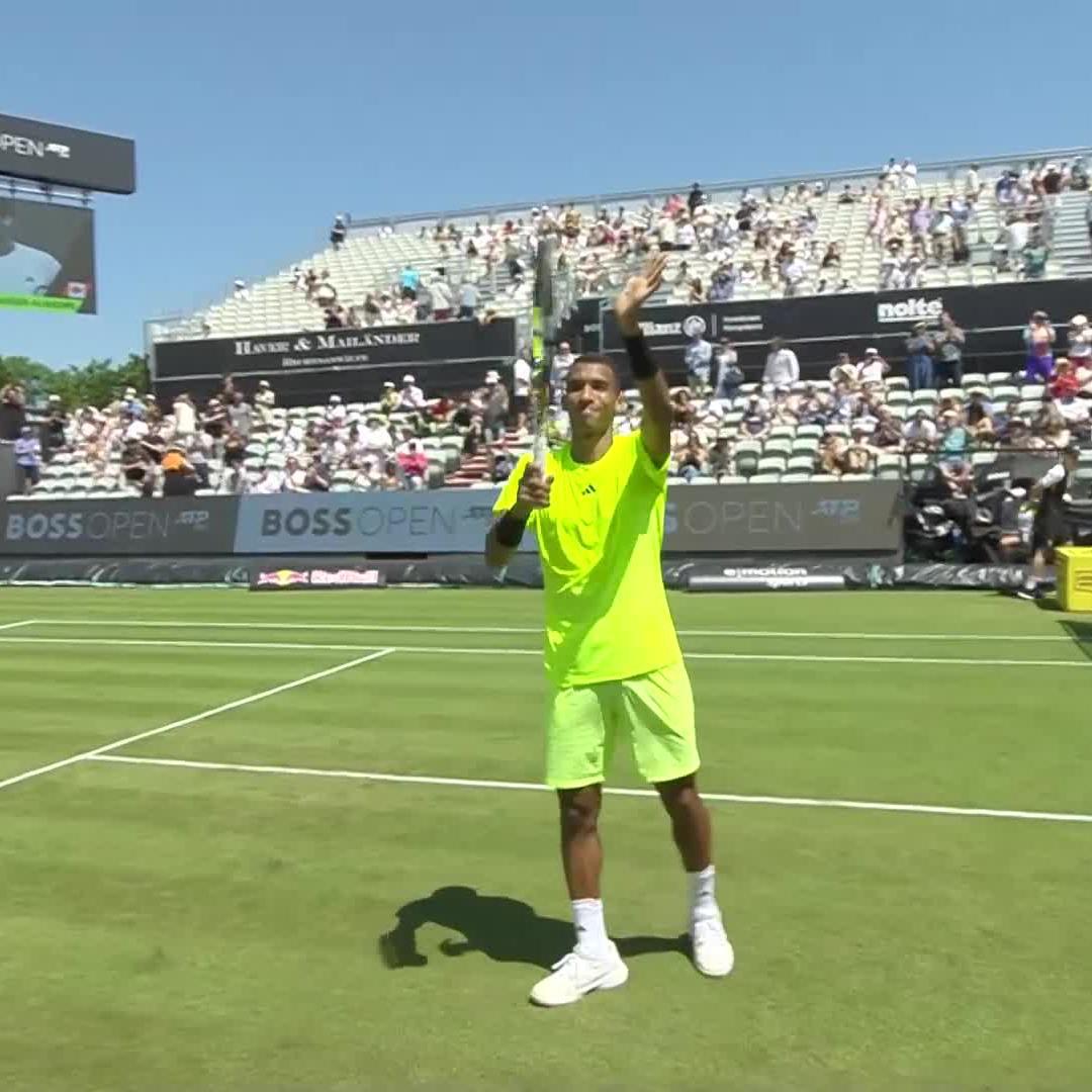 First grass win in three years 😱 Félix AugerAliassime defeats Mpetshi Perricard 6-4 6-4 to get his first win on the surface since Halle 2022 👀 #BOSSOPEN
