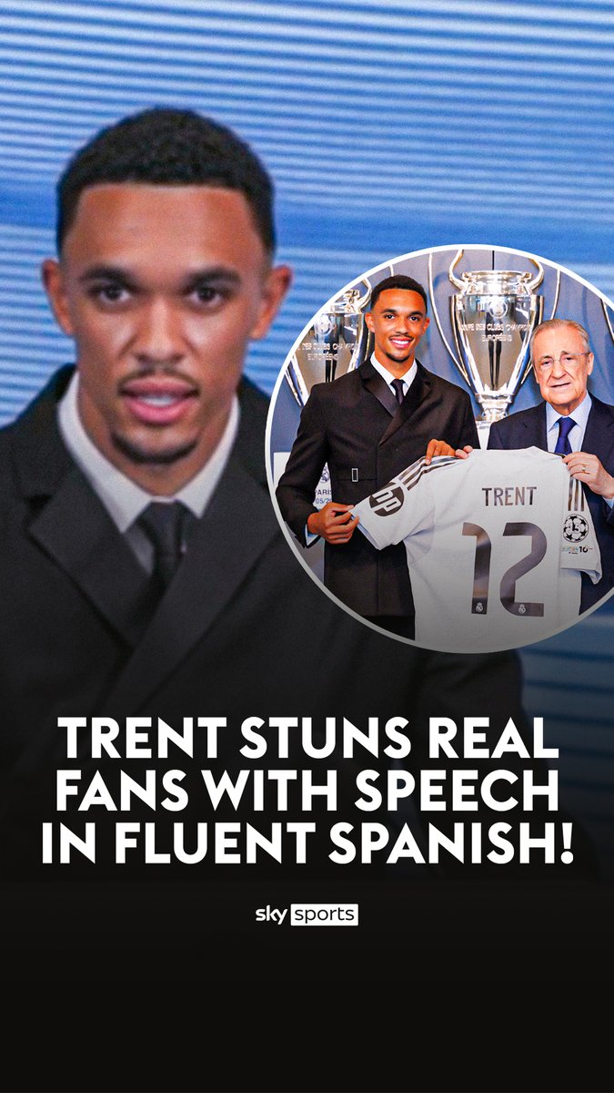 "A dream come true" ⚪ Trent Alexander-Arnold stuns former players and fans by speaking fluent Spanish at his unveiling at Real Madrid 🇪🇸