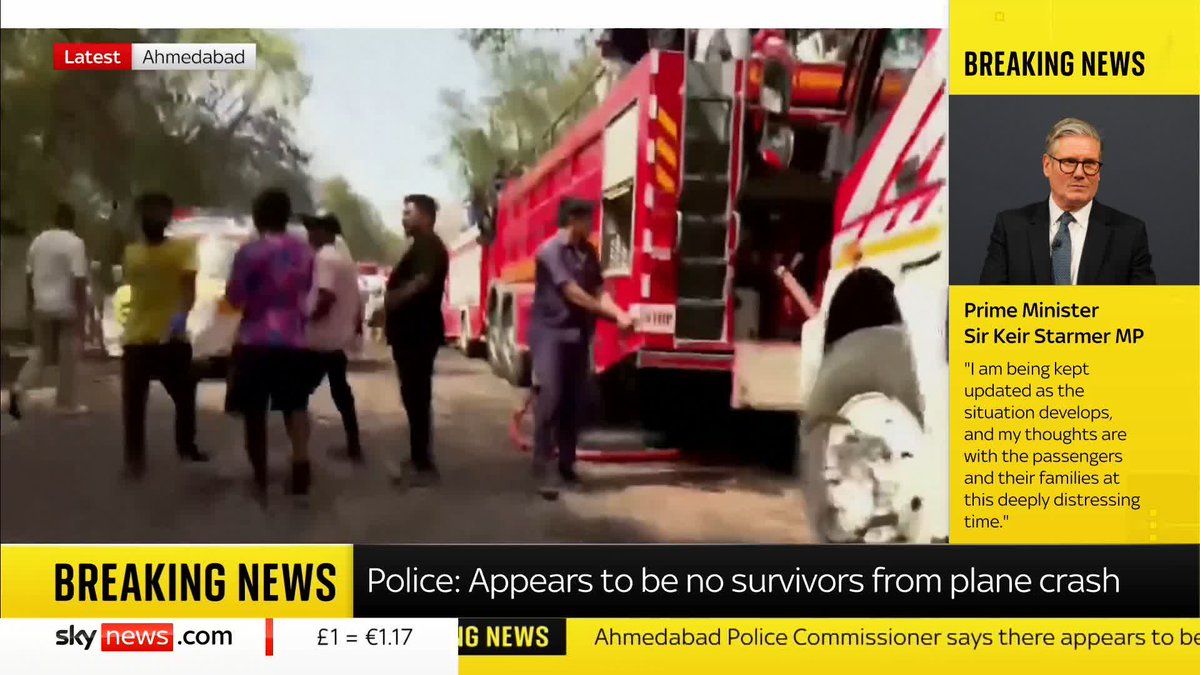 King Charles reacts to the India plane crash saying he is "desperately shocked by the terrible events in Ahmedabad". Latest updates: 📺 Sky 501, Virgin 602, Freeview 233 and YouTube
