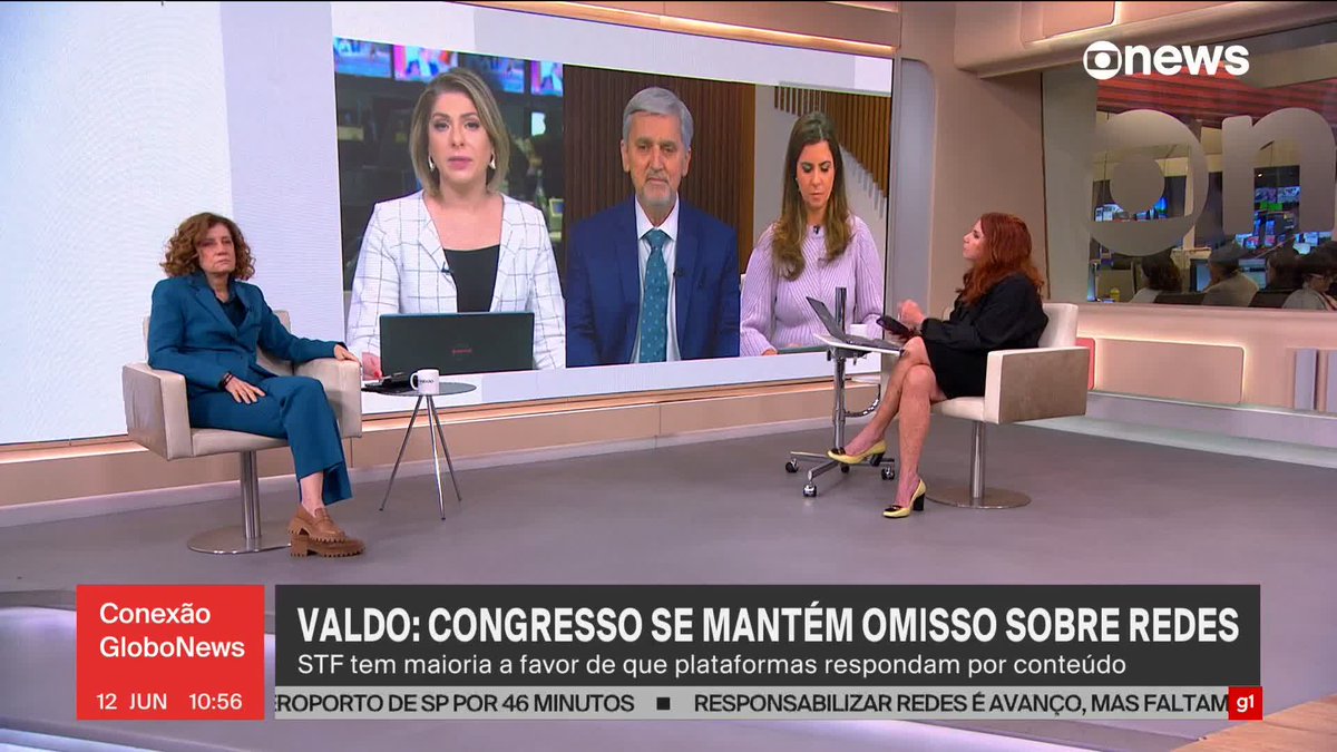 Valdo: Congresso se mantém omisso sobre redes sociais; STF tem maioria a favor de que plataformas respondam por conteúdos. #ConexãoGloboNews ➡ Assista à #GloboNews: