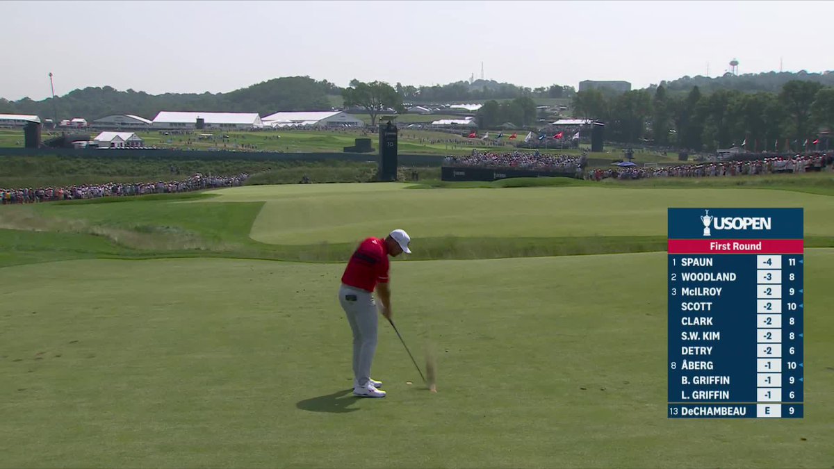 Ever seen a ball spin back *up* the hill? Now you have! Bryson takes advantage of the 10th green at Oakmont, which slopes from front to back.
