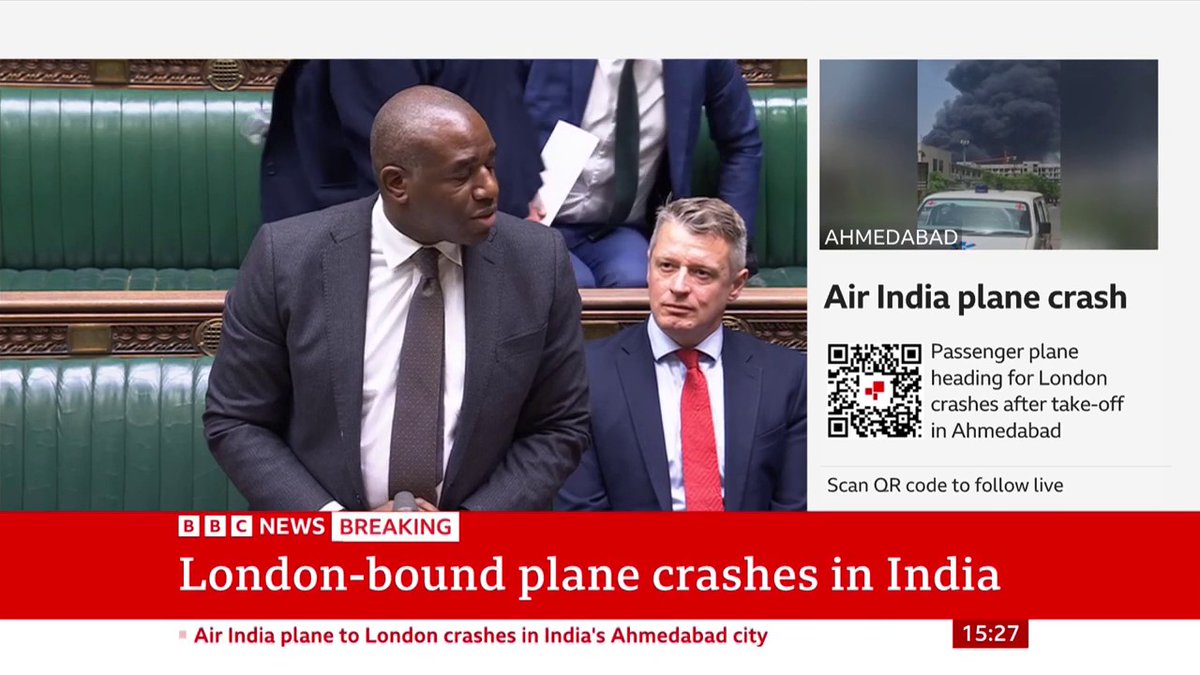 "My thoughts and I'm sure those of the entire House are with those who've been affected by the tragic plane crash in India" Foreign Secretary David Lammy responds in the Commons to the Air India plane crash in Ahmedabad Follow live: