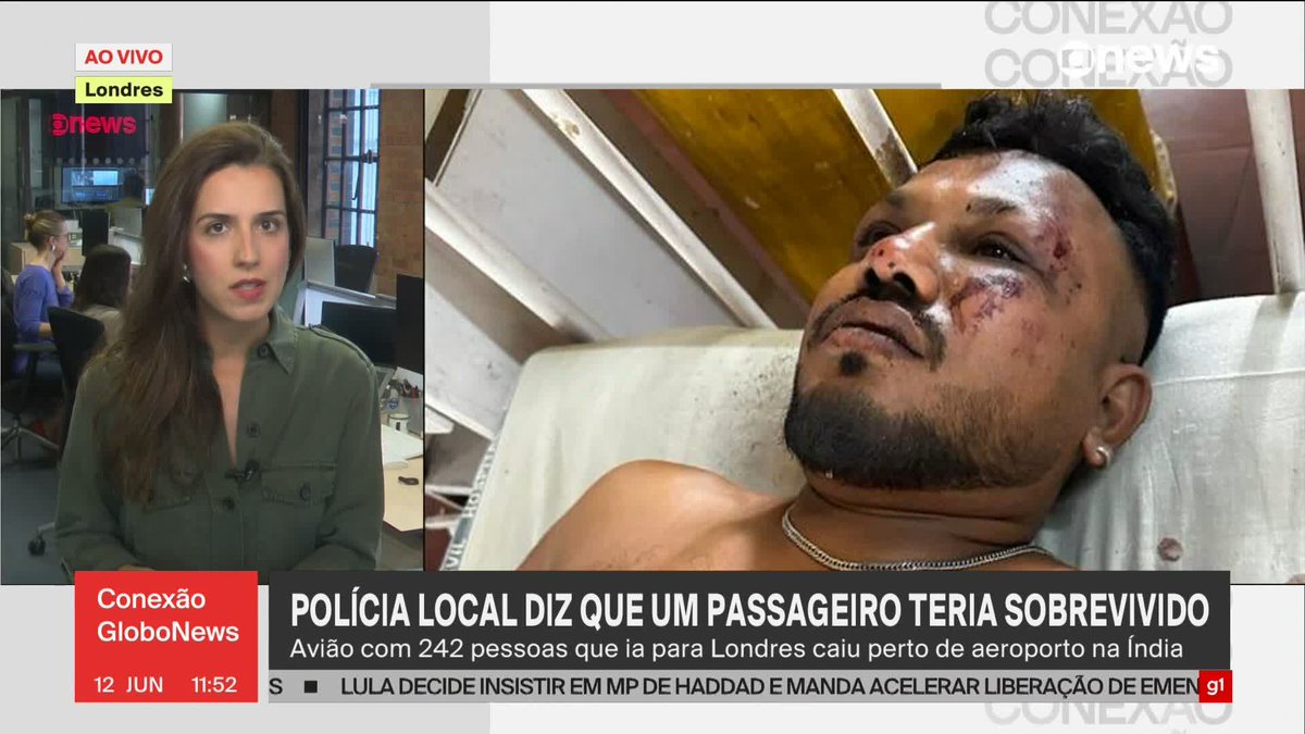Polícia local diz que britânico de 40 anos sobreviveu à queda de avião na Índia nesta quinta (12). Ramesh teria relatado à imprensa no hospital que ouviu um barulho muito alto poucos segundos depois da decolagem. #ConexãoGloboNews ➡ Assista à #GloboNews: