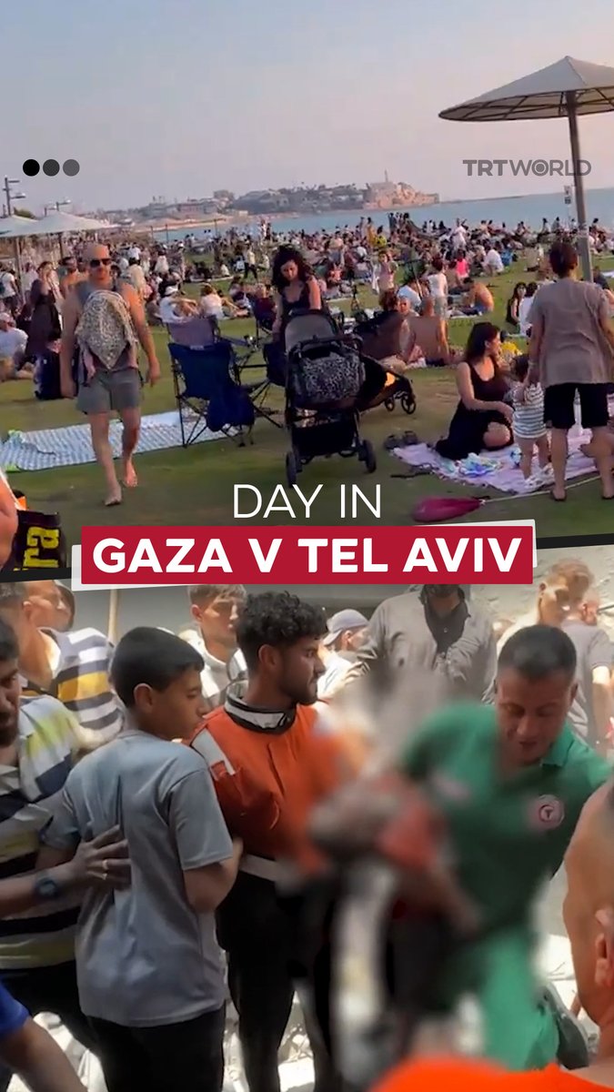 While Israelis are seen relaxing on the beach in Tel Aviv, just miles away in Gaza, children are pulled from the rubble and civilians rushed to hospitals following an Israeli air strike