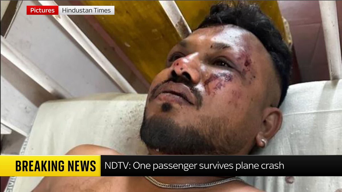 BREAKING: A man who reportedly survived the plane crash in Ahmedabad has been named by Indian media as British national Vishwash Kumar Ramesh. Family members have confirmed to Sky he was on board the flight and have spoken to him since. Latest:
