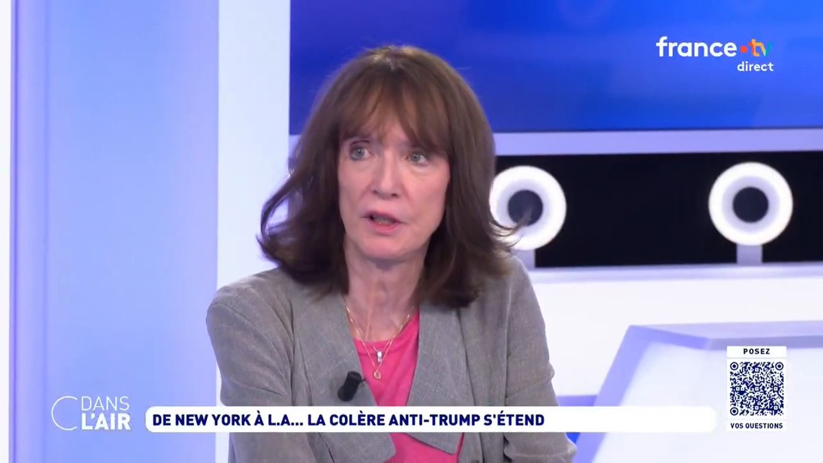"L'Amérique anti-Trump, je ne sais pas si elle est silencieuse, mais elle orpheline. Il n'y a personne qui parle pour elle. Où est passé Barack Obama, qui a le recul, et qui était une sorte de figure morale ? Donc Gavin Newsom, il occupe le terrain." Nicole Bacharan #cdanslair