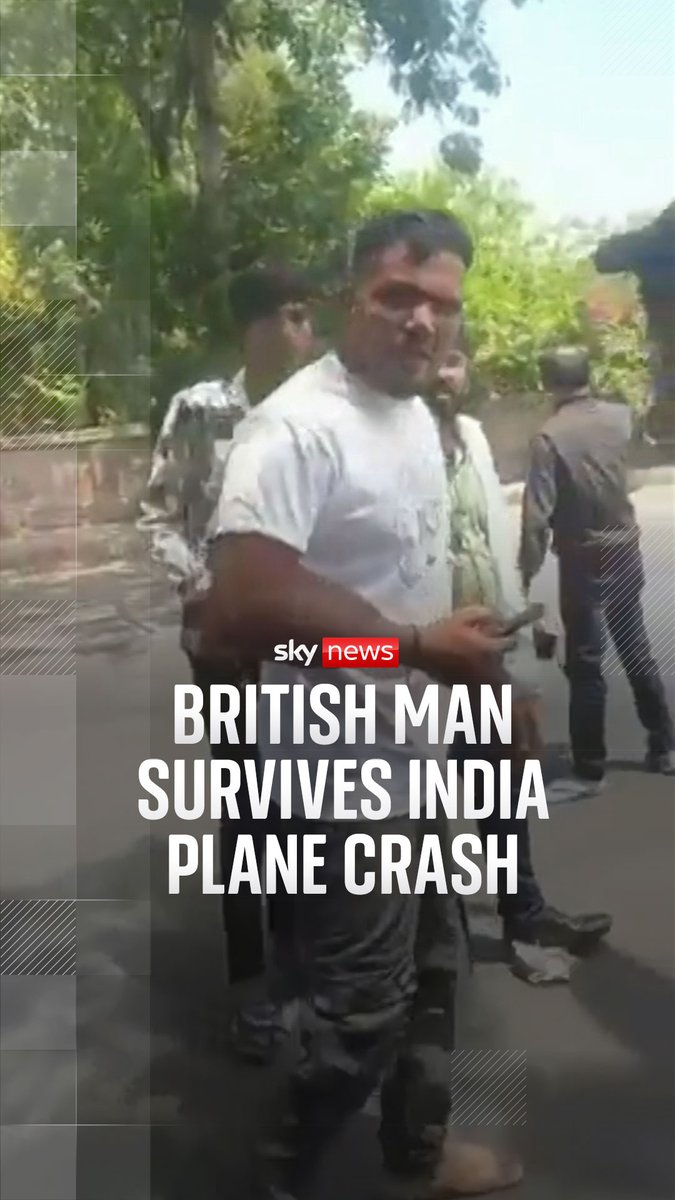 Video shows British national Vishwash Kumar Ramesh, who survived the Air India plane crash in Ahmedabad. His family have confirmed he was on board the flight and have spoken to him since the crash. Read more: