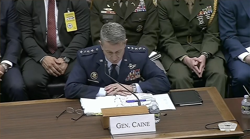 Q: For Trump's Fort Bragg event, there was a merch shop selling MAGA merch. Is that appropriate? General Caine: I'm not aware of those reports. The nation demands a non partisan military