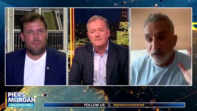 "He has a resting genocide face." Bassem Youssef accuses Jonathan Conricus of being a 'pathological liar.' Watch the full debate 👇 📺 Piers Morgan | @byoussef | Jonathan Conricus